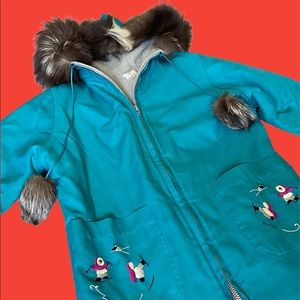 Vintage Wool Lined Embroidered Parka - Size Medium